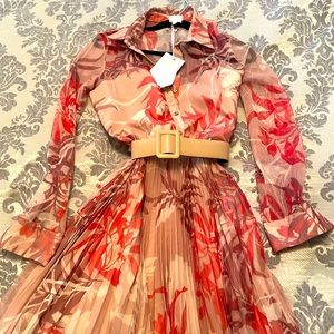 Multi coloured drill dress with belt. A must for the spring